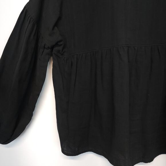 Madewell Pleated Monterey Top Size S Black Lightweight Knit Flowy 100% Cotton - Picture 11 of 16